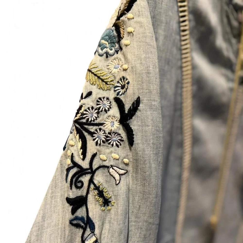 Double D Ranch Denim Dress Embroidered In Lay Cutouts Dress Size Medium - Picture 5 of 7